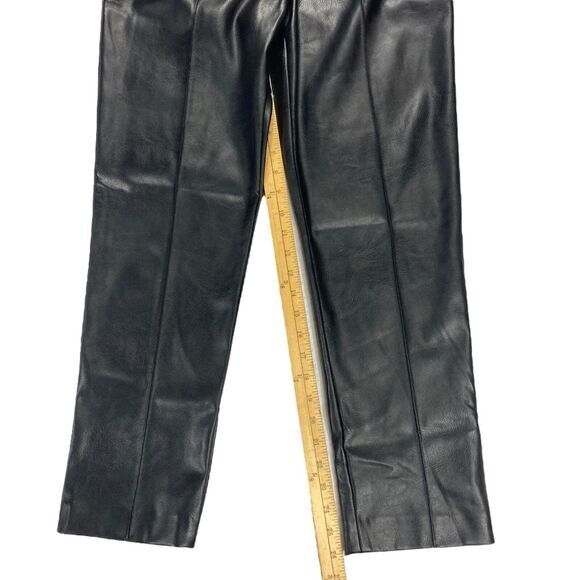 Ted Baker Pants Womens 2 Black Faux Leather Hi Waist Pleated Belted Classic NEW - Picture 12 of 16